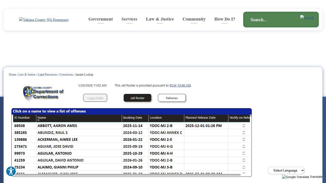 Inmate Lookup Yakima County, WA